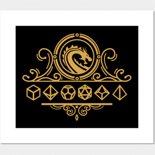 Polyhedral Dice and Dragons Gold Tabletop RPG Posters and Art